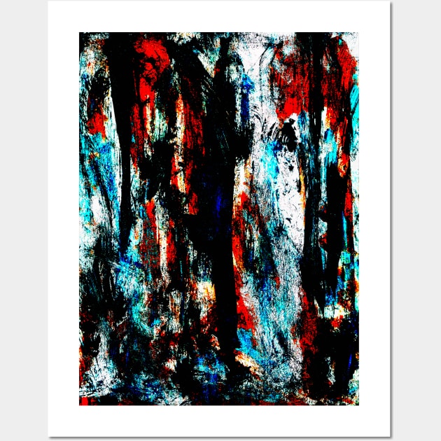 "Fighting Over Nothing" - Angry Expressive Painting Original Art Abstract Artwork Blue Red Black White Real Paint Brush Stroke Textured Wall Art Wall Art by pngrktes-art